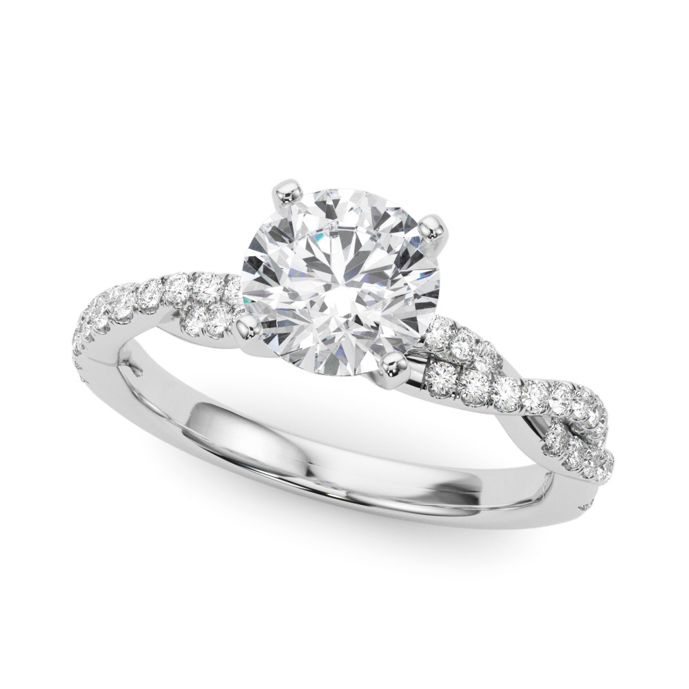 0.4 Ct Lab-Created Round Cut Nalah  Side Stone Diamond Rings in 9K White Gold